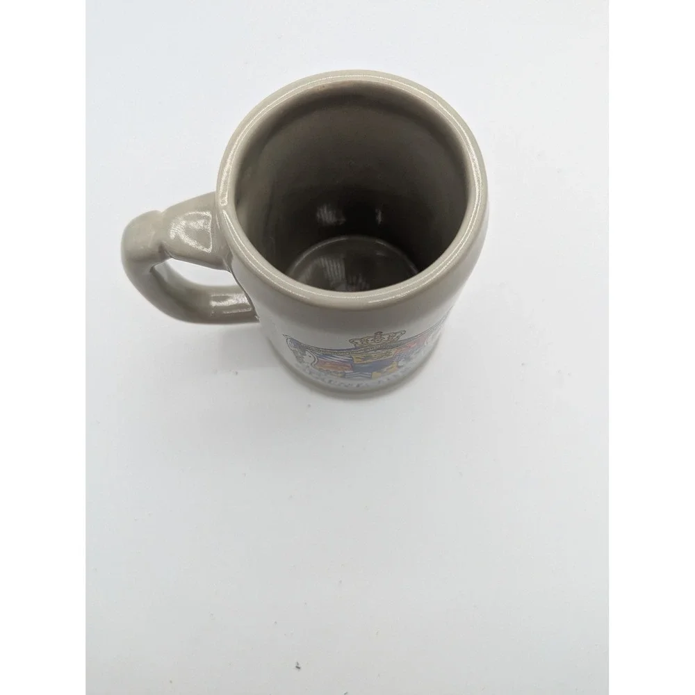 Karlsberg Beer Stein Mug Grey Ceramic Tankard German Brewery Crest USA Made